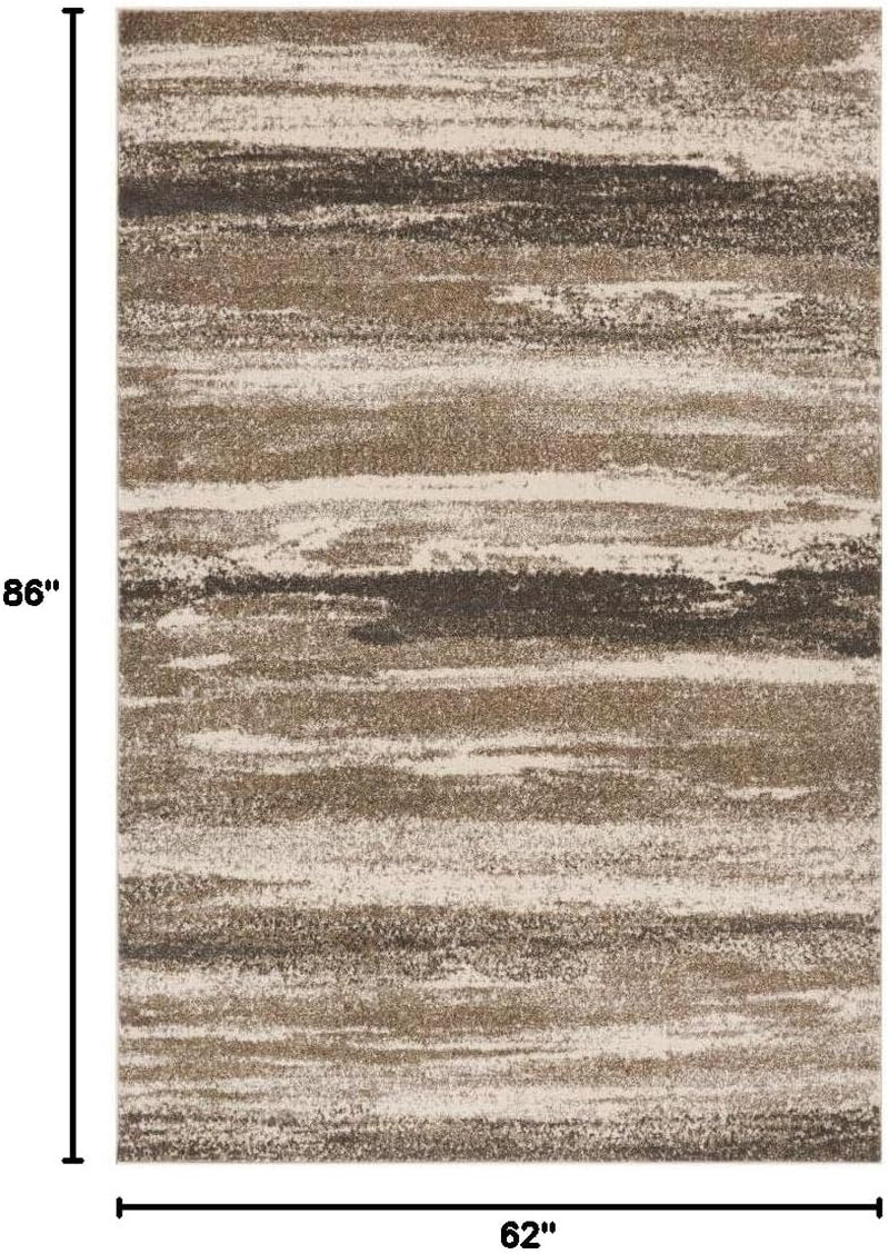 Modern Abstract Area Rug Beige 5X7 | Stain-Resistant, Cozy