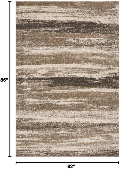 Modern Abstract Area Rug Beige 5X7 | Stain-Resistant, Cozy