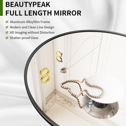 Arch Mirror Full Length, 59"X16" Wall Mirrors, Full Body Floor Mirror Aluminum Alloy Frame, Suitable for Bedroom, Dressing Room, Black | Full Length Mirror with Arched Top Design, Perfect for Bedrooms, Dressing Rooms, Closets, Entryways, and Living Spaces