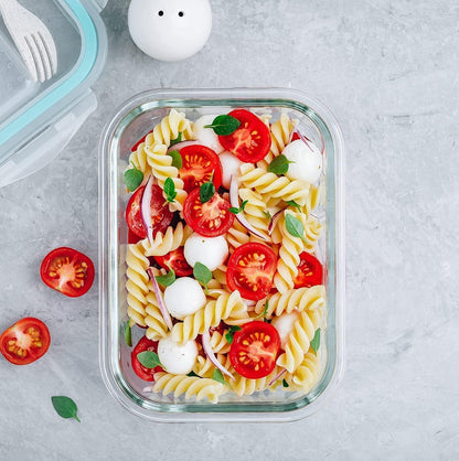 10-Piece Borosilicate Glass Food Storage Set with Leak-Proof Snap-Lock Lids – Airtight, BPA-Free, Freezer, Microwave, and Oven Safe (Glass Only) – Stackable and Nestable Design